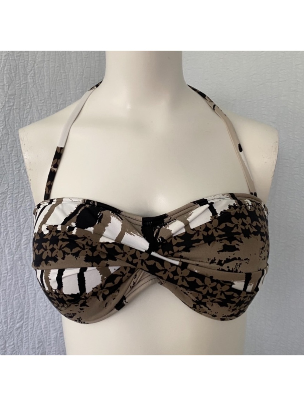 Tommy Bahama Black, Brown & White Twist  Bandeau Bikini Top NEW